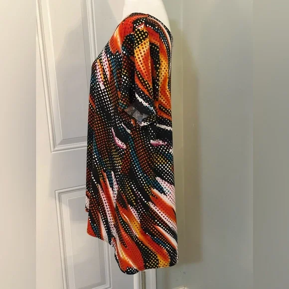 Max & Rina‎ Women's Boho Vibrant Multicolor Print Flowy Tunic Blouse. - Picture 4 of 7